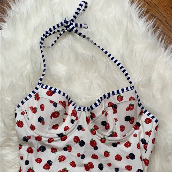 J. Crew Halter One-Piece Swimsuit in Berry Print - Picture 5 of 8